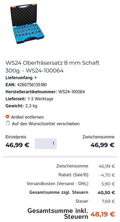 WS24 Fräser Oberfräse Kantenfräser 8 mm Schaft 30tlg. Werkzeugstore24