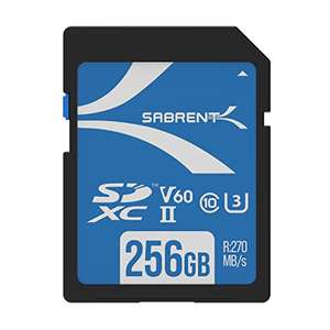SABRENT 256GB V60, SDXC UHS II U3, R270MB/s W170MB/s (SD-TL60-256GB) wieder für 45,04 €
