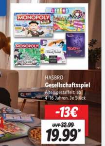 Monopoly und andere Spiele von Hasbro [Lidl, offline]