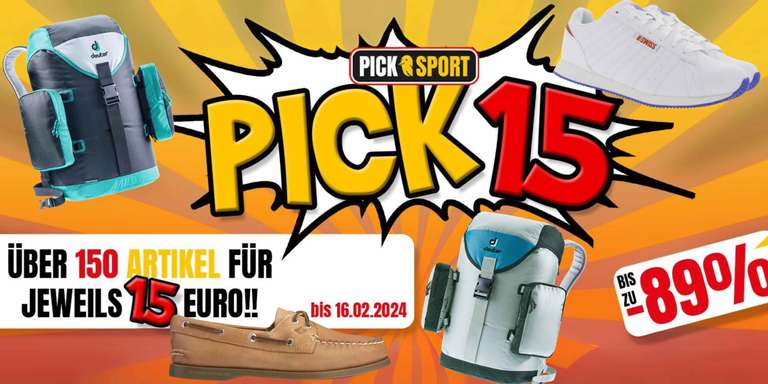 Pick15 Festpreis Sale über 150 Artikel für 15€ | 19,99€ inkl. Versand z.B. Deuter Lake Placid Rucksack, Sperry Bootschuhe o. K-Swiss Sneaker