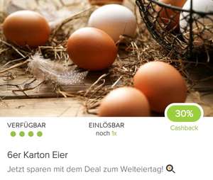 Marktguru 30% Cashback auf einen 6er Karton Eier (Welteiertag)