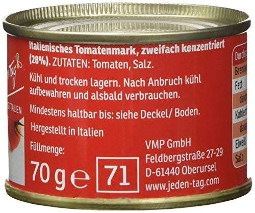 Jeden Tag Tomatenmark, 2-fach konzentriert (70g) für 0,29€ inkl. Versand (Amazon Prime)