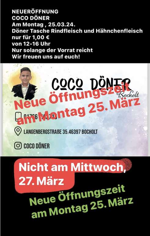 Coco Döner Neueröffnung in Bocholt Döner 1 Euro