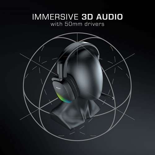 Roccat Syn Pro Air - Kabelloses RGB-Gaming-Headset mit 3D-Audio schwarz anpassbar