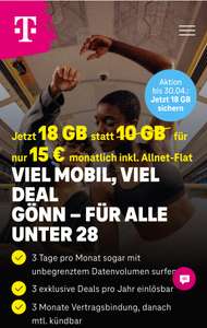 Aktion bis 30.04 Gönn Telekom (für u28) nun 18GB anstatt 10GB auch Bestandskunden!