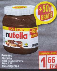 Nutella 500 Gramm Glas 1,66€