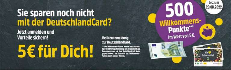 500 Willkommenspunkte im Wert von 5€ für DeutschlandCard-Neukunden