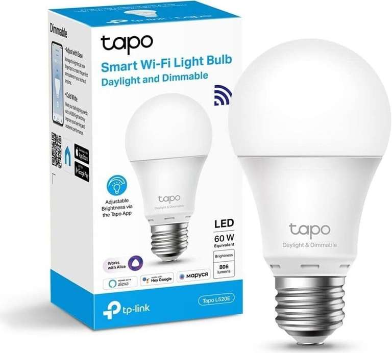 [B-Ware] 2 für 1 auf TP-Link Tapo Wi-Fi LED-Leuchtmittel: L530E (dimmbar RGB), L510E (dimmbar warmweiß) oder L520E (dimmbar kaltweiß)