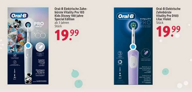 [Rossmann] Oral-B Vitality Pro Kids oder Oral-B Vitality Pro für 14,96 EUR