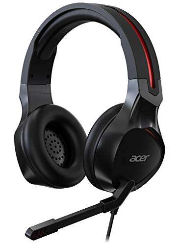 [Prime / NBB] Acer Nitro Gaming Headset (anpassbares Kopfband, omnidirektionales Mikrofon, 100 dB Empfindlichkeit) schwarz-rot