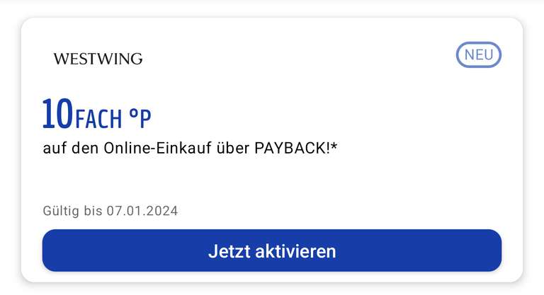 Payback - 10 Fach Punkte WESTWING