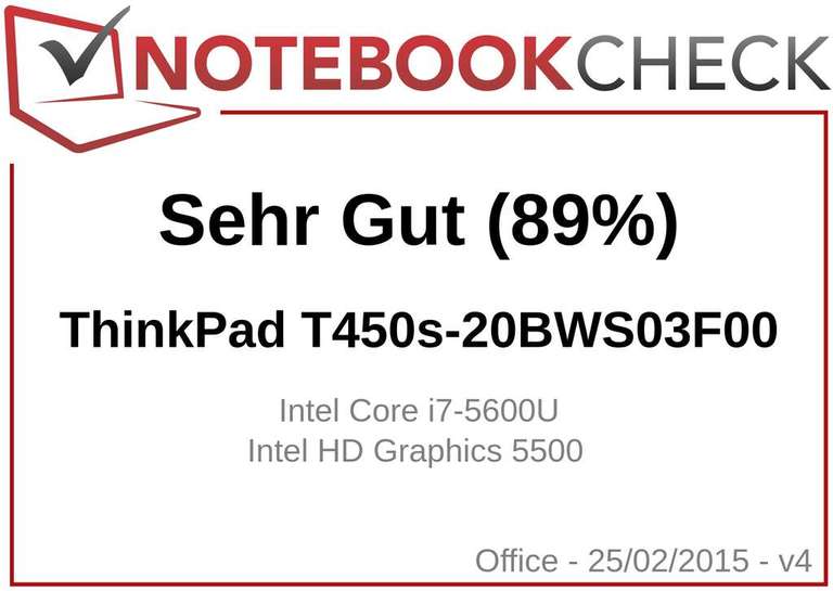 Lenovo ThinkPad T450s 14" FHD Laptop - 300 Nits - Intel i5 5300U 8GB RAM (aufrüstbar) 240GB SSD - gebraucht / refurbished Business-Notebook