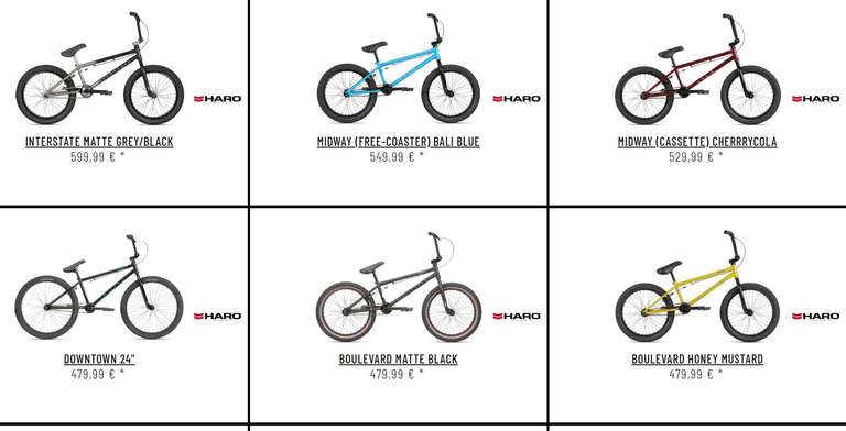 35% Rabatt auf alle HARO BMX Freestyle und Big Wheel Räder!