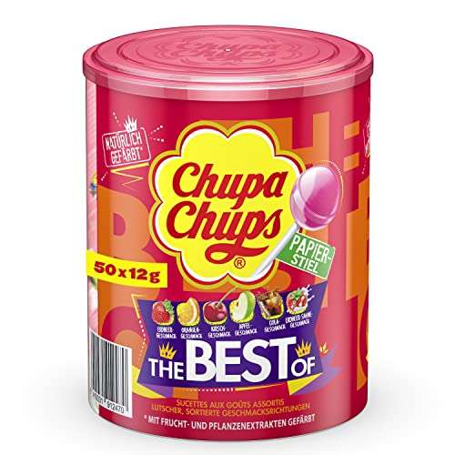 [Amazon Spar-Abo] Chupa Chups Best of 50 Lollis in 7 Geschmacksrichtungen mit 15% + 15% 4,89€ möglich