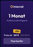 153° - Interrail Rabatt - 50% bei Monatspässen und 15% bei Tagespässen