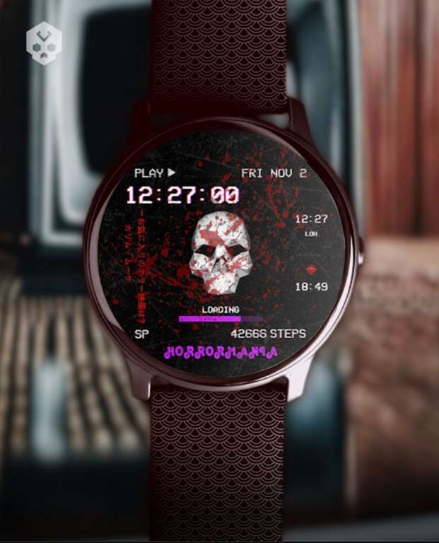 Low Poly Horror VHS / Animated Curves / Car Dashboard Watch Face [WearOS Watchface][Google Play Store]