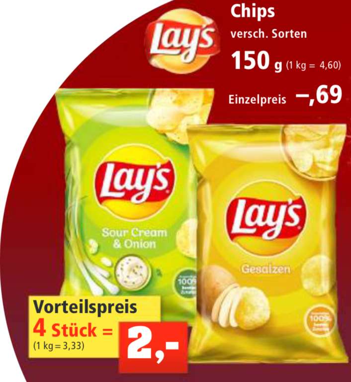 Lay‘s Chips div. Sorten (33,3Cent/100g) 4x150g [Thomas Philipps]
