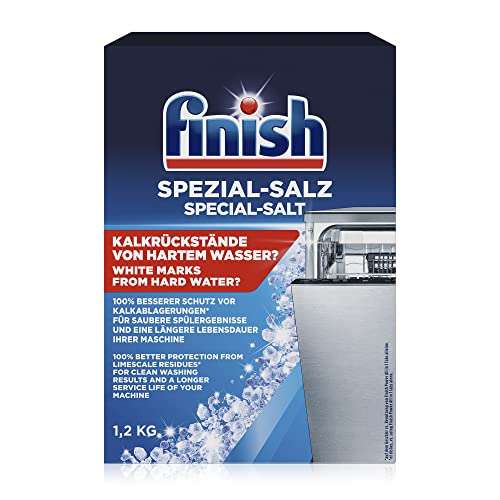 [PRIME/Sparabo] 8er Pack Finish Spezial-Salz – Spülmaschinensalz zum Schutz vor Kalkablagerungen und Wasserflecken – Multipack mit 8 x 1,2kg