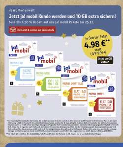 Ja Mobil Starterset statt 9,95 Euro für 4,98 Euro plus 10 GB einmalig bis 25.12.