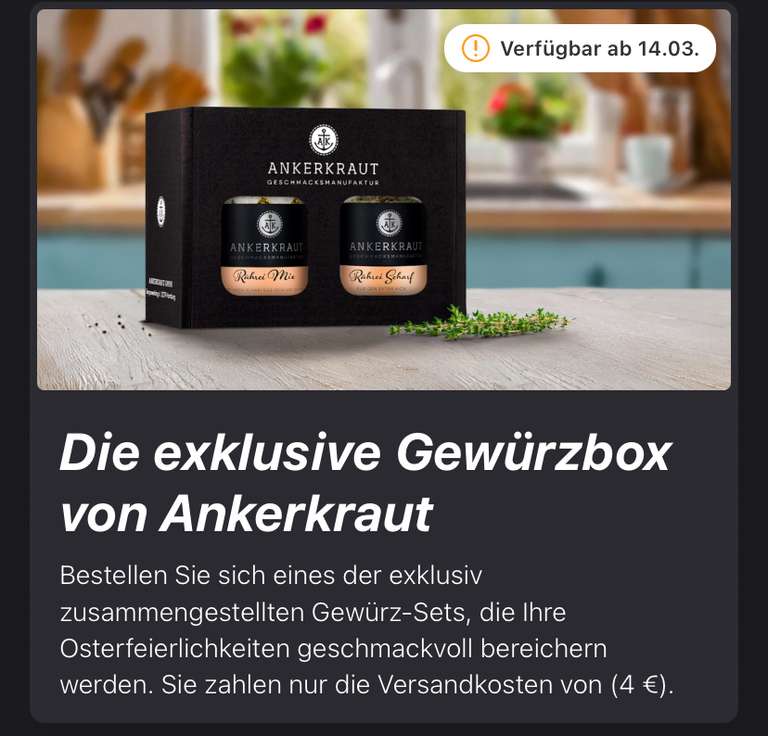 [Telekom Magenta Moments] Ankerkraut Gewürzbox nur Versandkosten zahlen ab 14.03.24