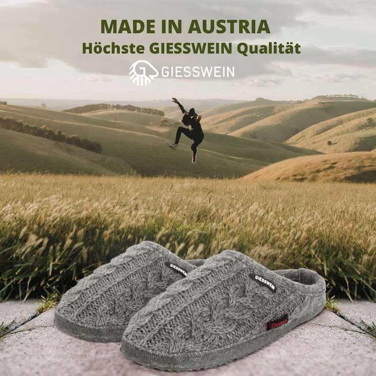 Giesswein Neudau (Amazon Prime) Unisex Hausschuhe / Pantoffeln in grau (Gr. 37 bis 41)
