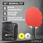 JOOLA Tischtennis-Set Quattro, Tischtennis-Set mit 4 Tischtennisschlägern, Tischtennisbällen und Tragetasche [Prime]