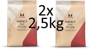 2x 2,5kg Myprotein Impact Soy Protein (Sojaprotein-Isolat, 6 Sorten, 10€/kg)