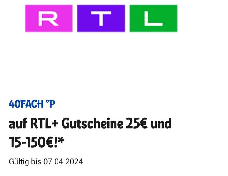 40fach Payback Punkte auf RTL+ bei Rewe
