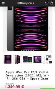 Apple iPad Pro 12,9 Zoll 6. Generation (2022, M2, Wi-Fi, 256 GB) – Space Grau