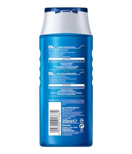 NIVEA MEN Strong Power Shampoo, kräftigendes Haarshampoo ohne Silikone und Mikroplastik (250 ml) (Prime/Spar Abo)