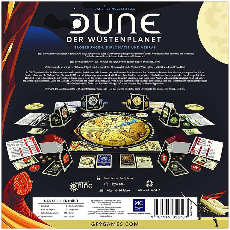 Dune - Der Wüstenplanet | Brettspiel (Area Control) für 2 - 6 Personen ab 14 J. | ca. 120+ Min. | BGG: 8.0 / Komplexität: 3.99