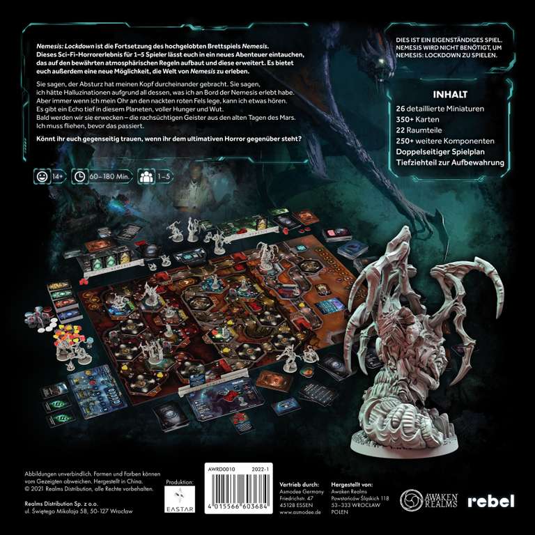 Fantasy-In Brettspiel Sammeldeal | z.B. Nemesis Lockdown (kooperativ, BGG: 8.4) - 99,99€ / 1880: China (BGG: 8.1) - 39,99€