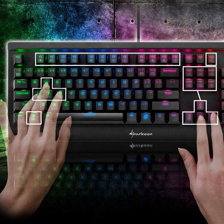 [US-Layout] Sharkoon Skiller Mech SGK3 Mechanische Tastatur (QWERTY, Kailh BLUE, RGB-Beleuchtung, Metallgehäuse, 1.8m USB-Kabel)