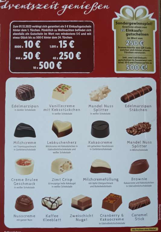 Lidl Adventskalender 104 Pralinen für 3€