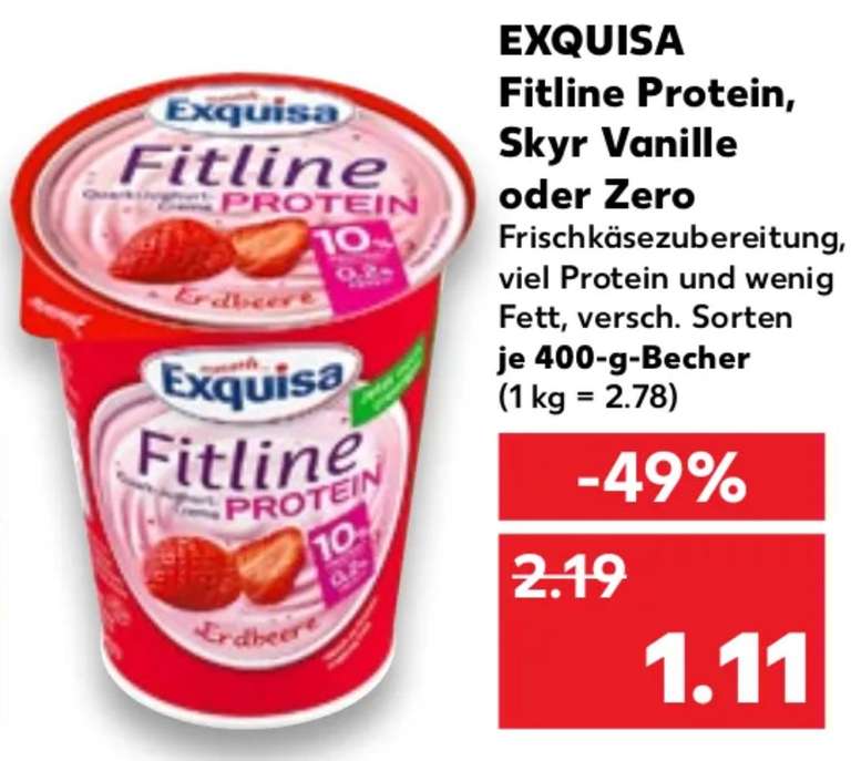 [Kaufland] Exquisa Fitline Protein 400g oder Zero für 61 Cent (Angebot + Coupon)