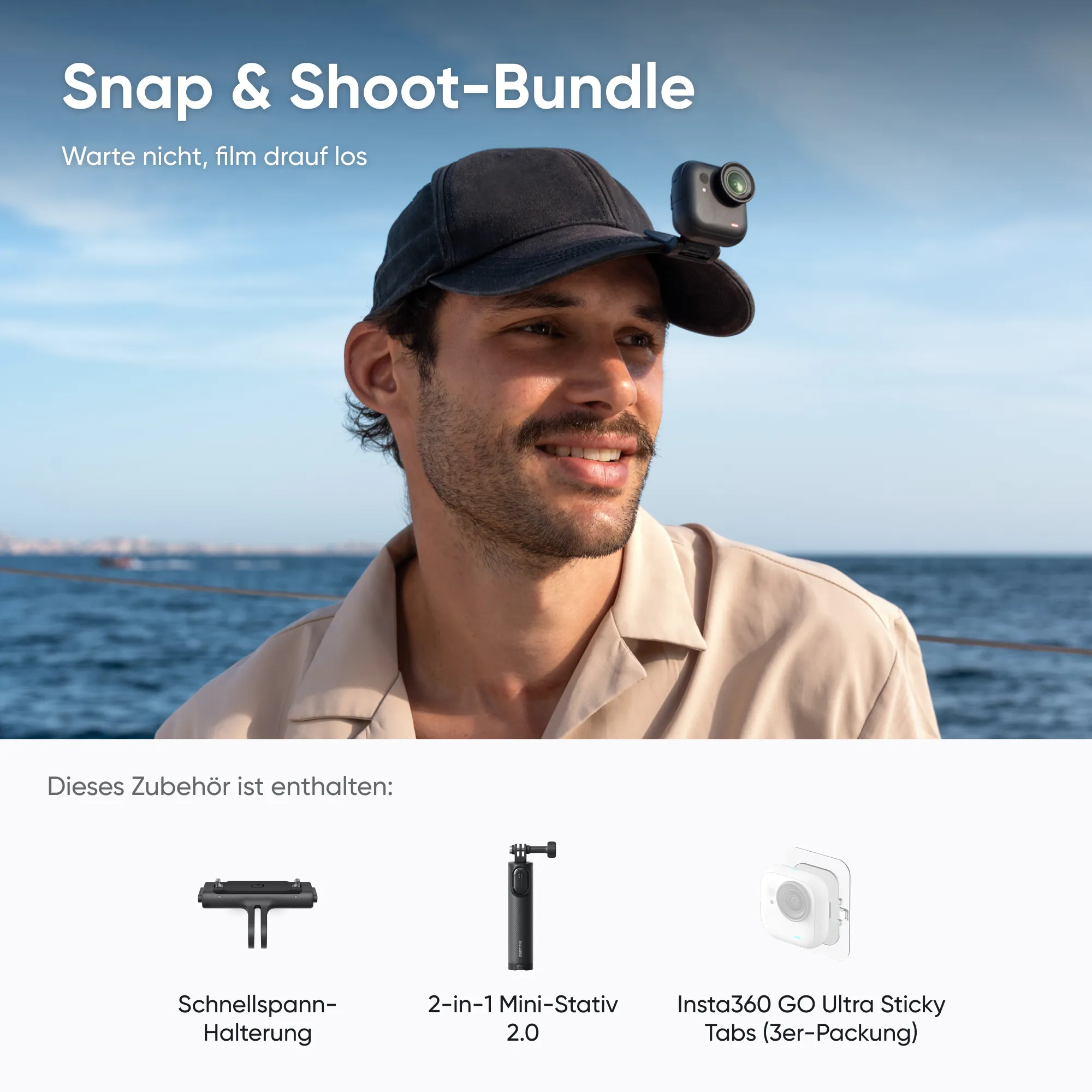 Insta360 GO Ultra Snap & Shoot Bundle | Action Cam – 1/1,28"Sensor, 4K@60fps, 53g, wasserdicht bis 10m, magnetisch (ähnlich Creator-Bundle)
