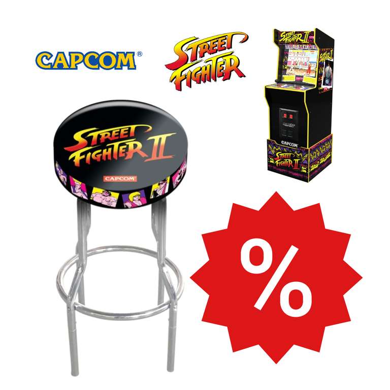 Street Fighter II Flair mit dem Arcade1UP Metallhocker für nur 49,99€ bei SmythsToys click&collect