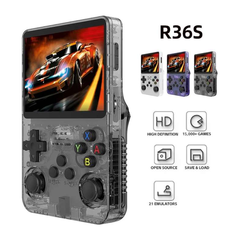 R36S Konsole (64 GB) | Neukunden | Unterstützt: SNES, NES, Game Boy Advance, N64, Playstation 1, PSP, Mega Drive, Dreamcast, Neo Geo, MAME
