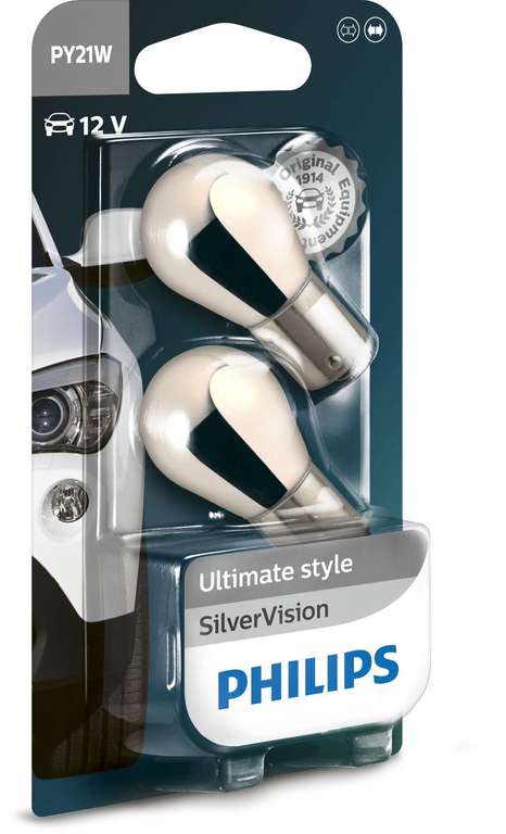 Philips automotive lighting 12496SVB2 Kugellampe PY21W Silver Vision (Prime)