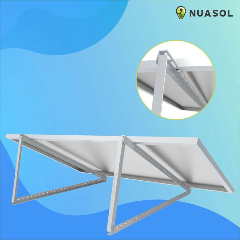 NuaSol - Verstellbare Solarpanel Solarmodul Halterung 1050mm - 0-90 Grad - Silber für Solar Balkonkraftwerk