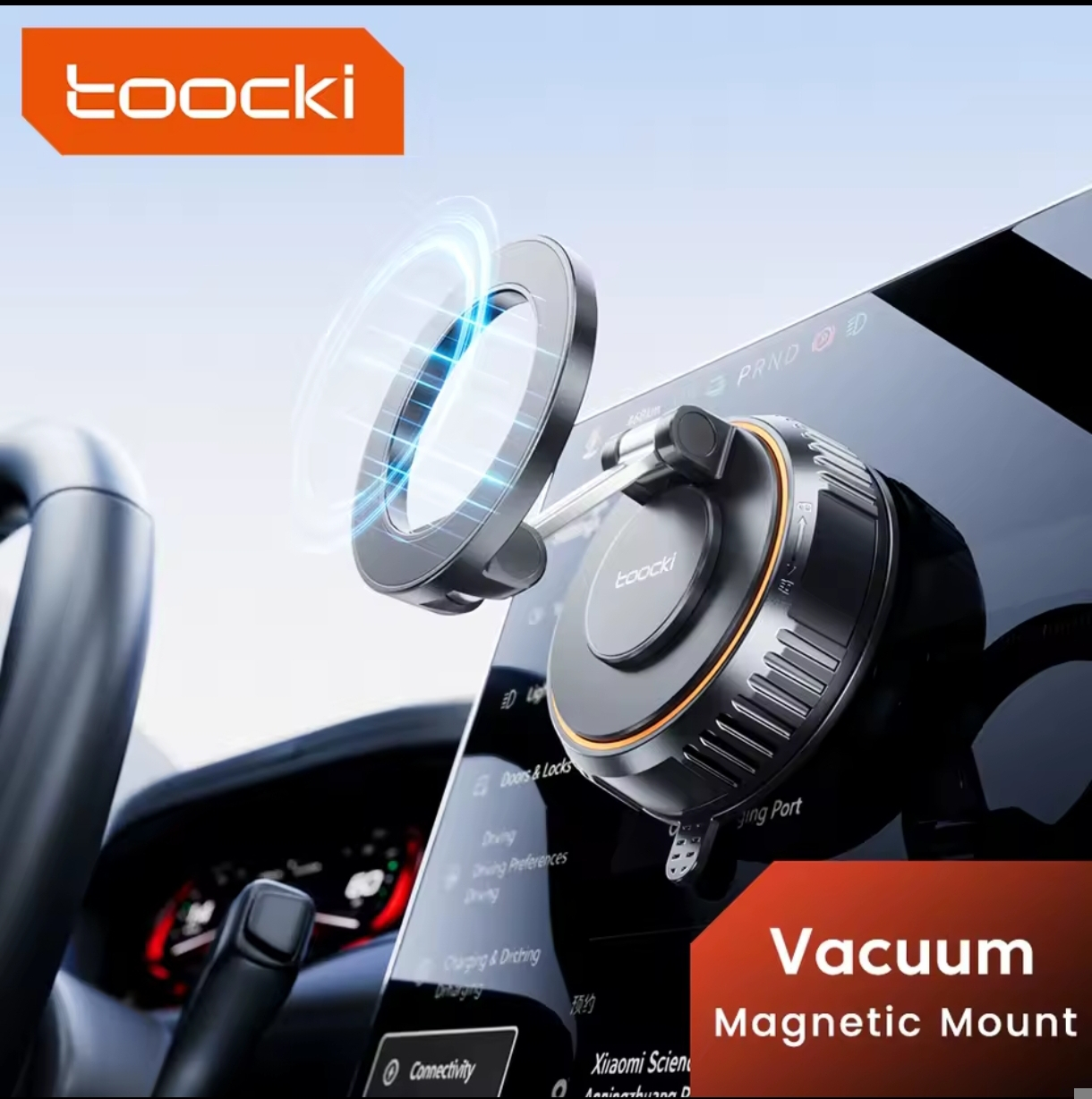 [Marke+] Toocki Handyhalterung fürs Auto, magnetisch, Vakuum befestigt, 360° verstellbar