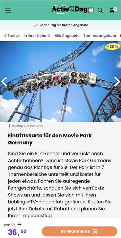 Prozente für Freizeitparks: unter anderem moviepark, mondo verde, kinderstadt herlen, Julianatoren, Plopsa Indoor, bobbejaanland