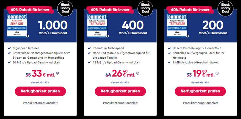 Black Friday Deal: PYUR Internet (Kabel) 200/400/500/1.000 Mbit/s dauerhaft 40% Rabatt (Lifetime) - z.B. 200 Mbit/s für 19,80€ statt 33€