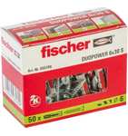 fischer 555106 DUOPOWER 6 x 30 S, Universaldübel mit Sicherheitsschrauben, 50 Dübel + 50 Schrauben, Grau/Rot, PRIME