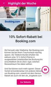 [Telekom Kunden] 10% Sofort-Rabatt bei Booking.com (mit Genius-Rabatt kombinierbar)