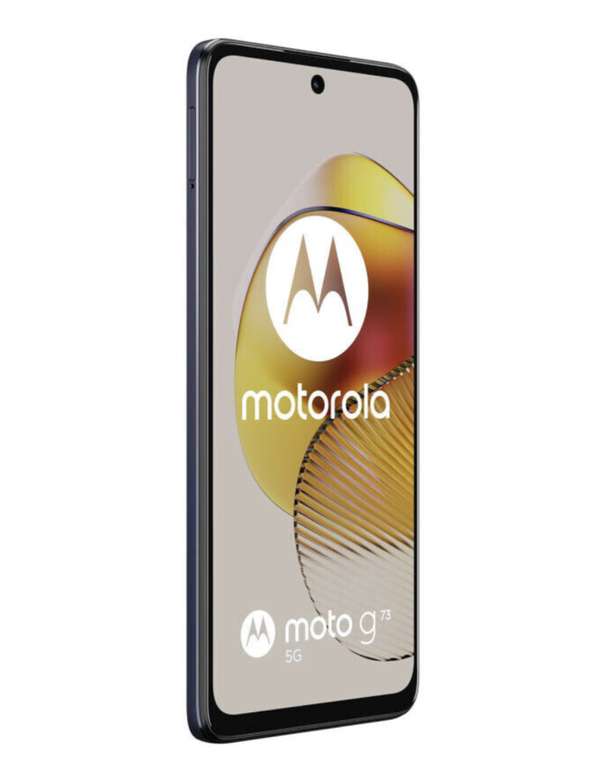 Motorola Moto G73 5G, 8/256 + microSD-Slot, 120Hz, Dual SIM, IP52, Stereo/Dolby Atmos, BT 5.3, 5000mAh, 3.5mm-Eingang, in blau und weiss