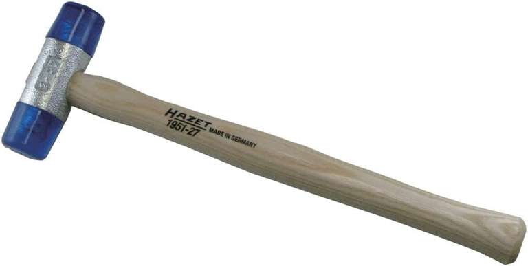 HAZET Kunststoff-Schonhammer 1951-27 265 mm, Hammer-Kopf-mm 27 mm - schlagfestes Cellulose-Acetat, nahezu rückschlagfrei, aus Esche, PRIME