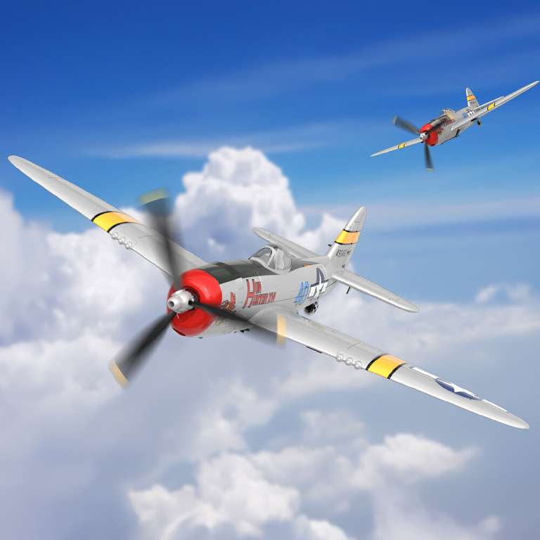 Volantex Republic P-47 Thunderbolt RC-Flieger, Warbird, Micro, 400 mm, 1s, 2,4 GHz- RtF mit 2 Akkus, aus der EU, auch für Anfänger