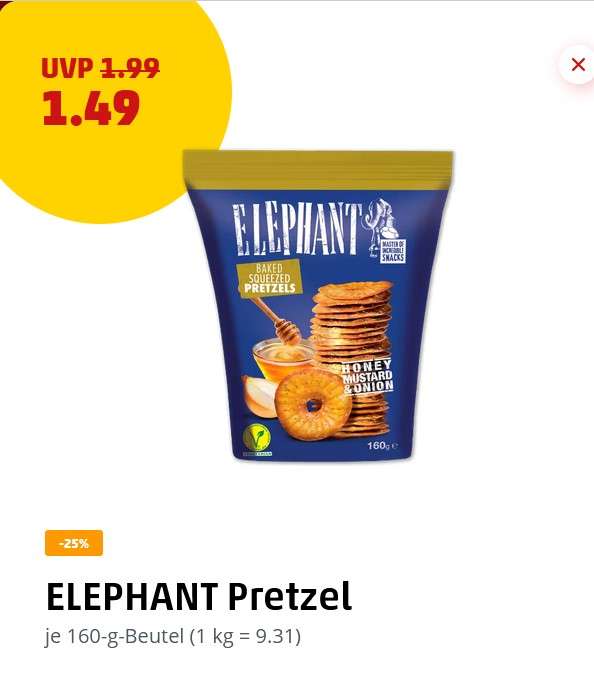 ELEPHANT Pretzel Honig Senf - schmecken so wie vom Doc Schneider, aber werden in RO hergestellt