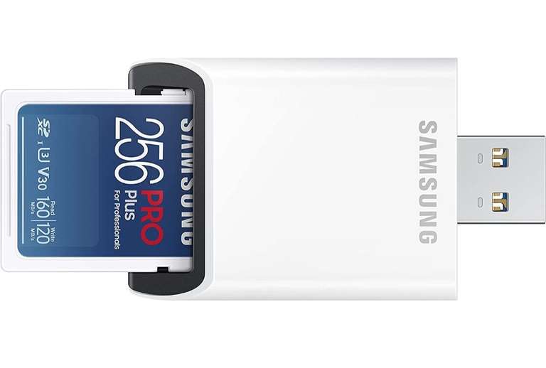 Samsung PRO Plus SD Speicherkarte (MB-SD256KB/WW), 256 GB, UHS-I U3, Full HD & 4K UHD, 160MB/s Lesen, 120 MB/s PRIME